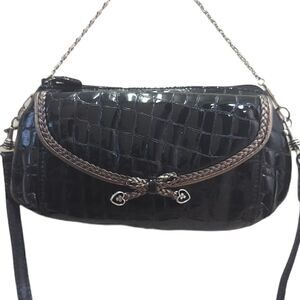 Brighton patent leather small baguette with chain